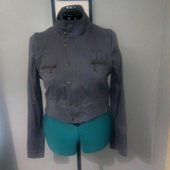 Ali & Kris Convertible Cropped Gray Jacket Sz L - Picture 3 of 15